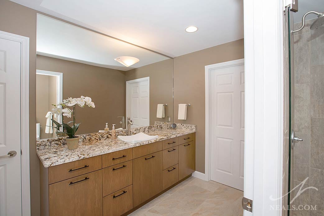 large mirror in bathroom