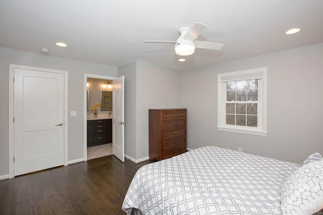 The new master bathroom in this Deer Park home used to connect to the hallway instead.