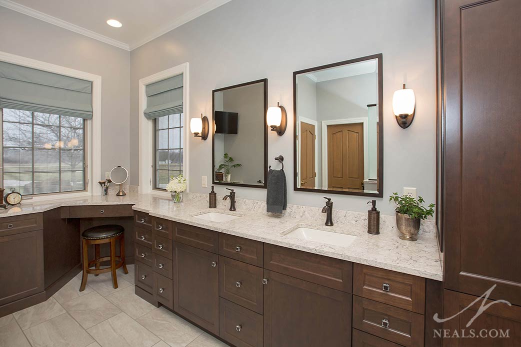 traditional bathroom vanities with white scheme